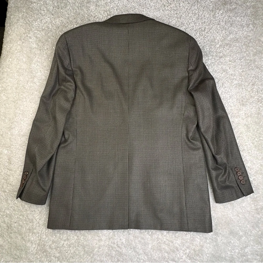 Ralph Lauren Sports Jacket Blazer Houndstooth Olive Brown Silk Wool Dillards 42R